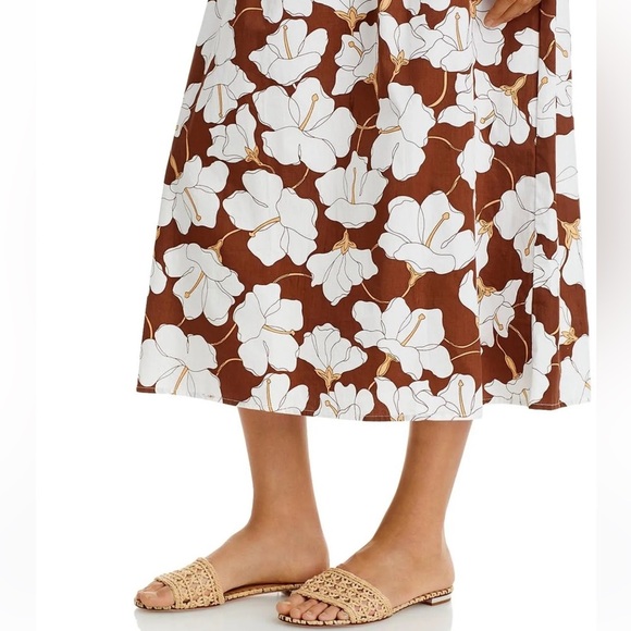 Faithfull the Brand Medium Kiera Floral Midi Skirt Hibiscus Bastia Elastic Waist - Picture 7 of 14
